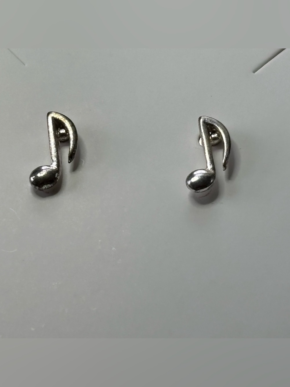 Silver Tone Music Note Stud Earrings - Women's Jewelry